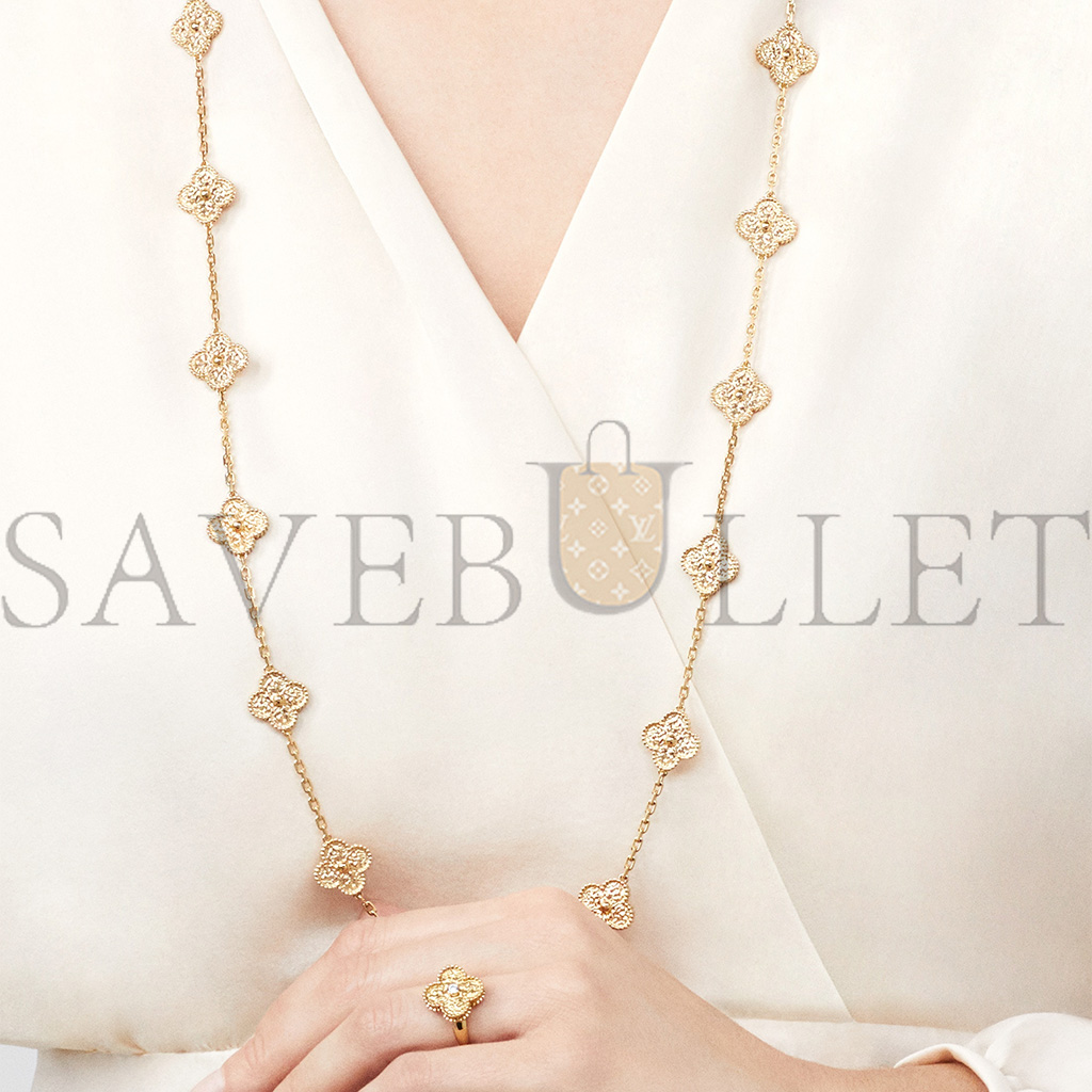 VAN CLEEF ARPELS VINTAGE ALHAMBRA LONG NECKLACE, 20 MOTIFS - YELLOW GOLD  VCARO1IC00
